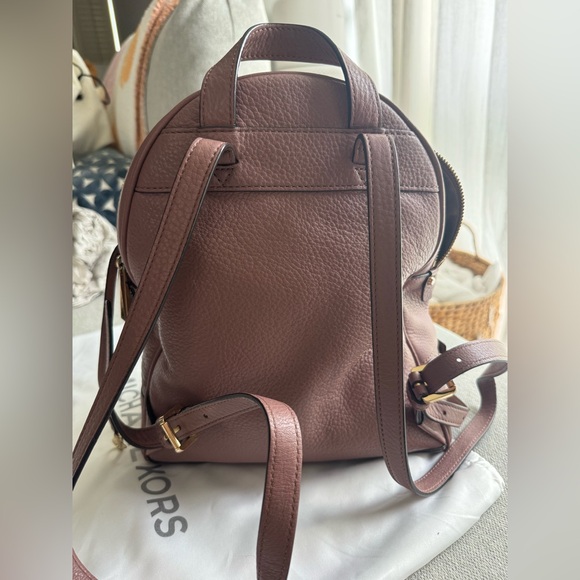 Michael Kors Rhea Medium Leather Backpack Bag in Mauve Dusty Rose - Picture 11 of 12